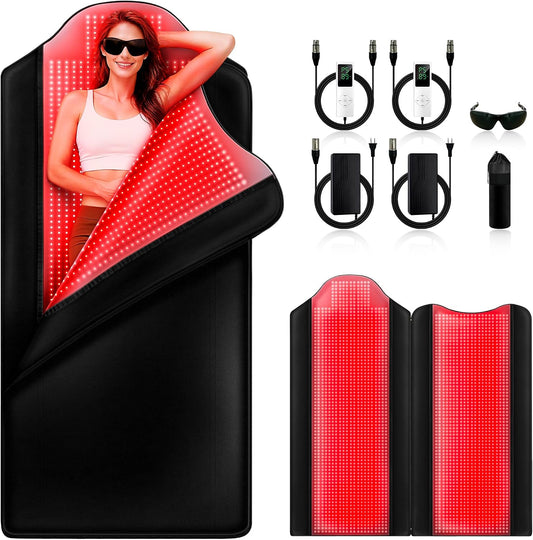 2026 New Dual Full Body Red Light Therapy Mat 2570 Leds Red Light Blanket | Whole Body Red Light Therapy Blanket, 660&850Nm Infrared Light Therapy, 3 Modes, 5 Levels, 90-Min Time for Home Easy to Clean