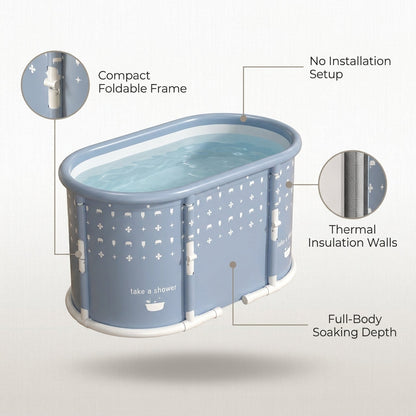 Portable Foldable Bath Tub for Adults No Installation Needed Large Separate Hot SPA Soaking Ice Bathtub Gray — Lifestyle