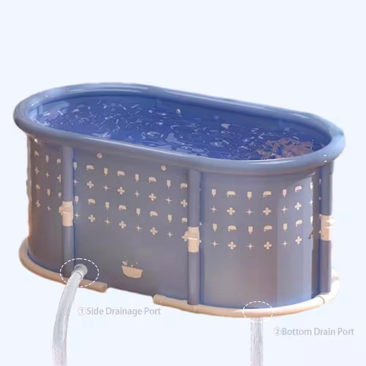 Portable Foldable Bath Tub for Adults No Installation Needed Large Separate Hot SPA Soaking Ice Bathtub Gray