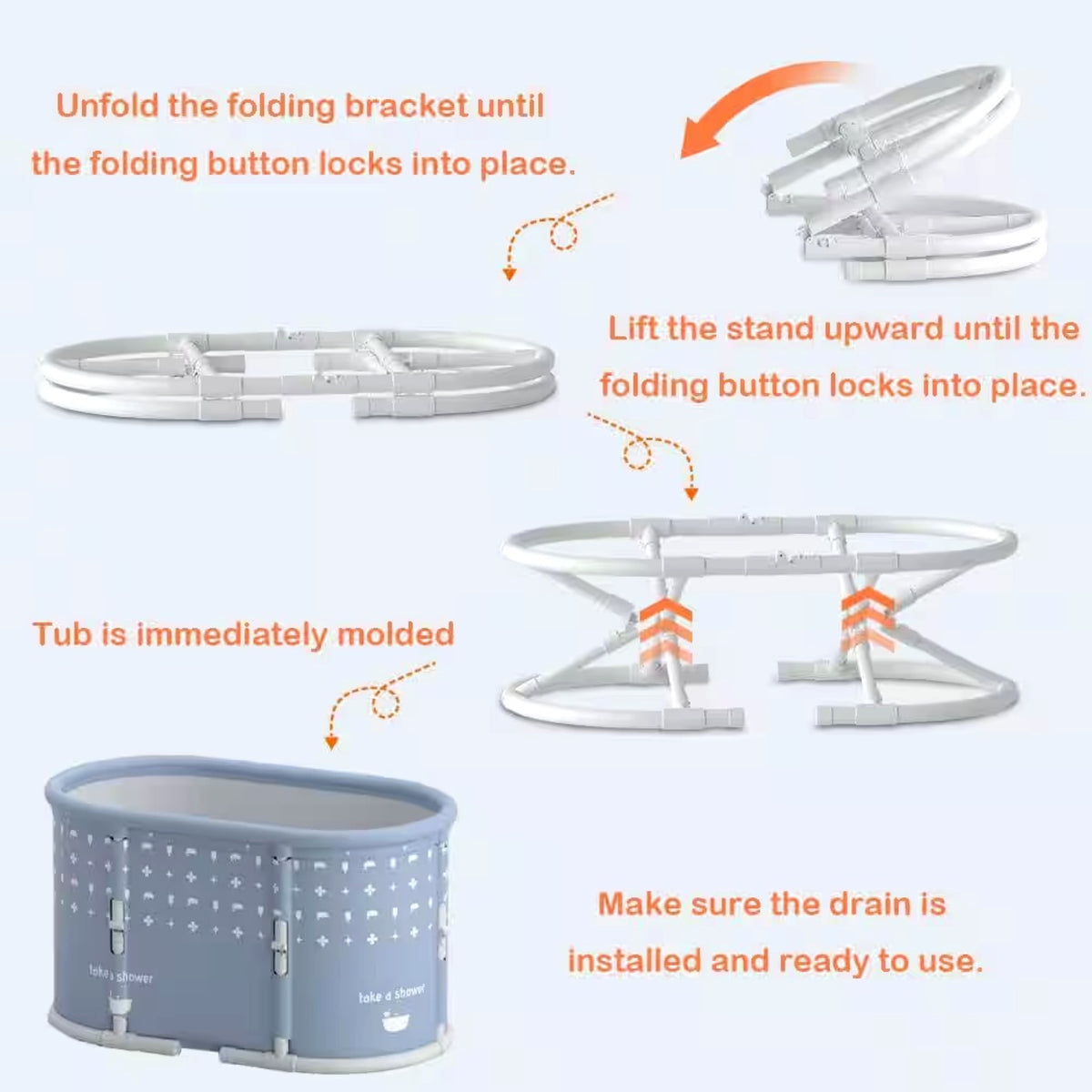 Portable Foldable Bath Tub for Adults No Installation Needed Large Separate Hot SPA Soaking Ice Bathtub Gray