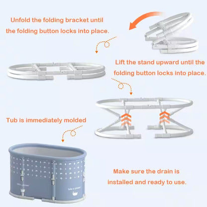 Portable Foldable Bath Tub for Adults No Installation Needed Large Separate Hot SPA Soaking Ice Bathtub Gray