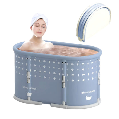 Portable Foldable Bath Tub for Adults No Installation Needed Large Separate Hot SPA Soaking Ice Bathtub Gray