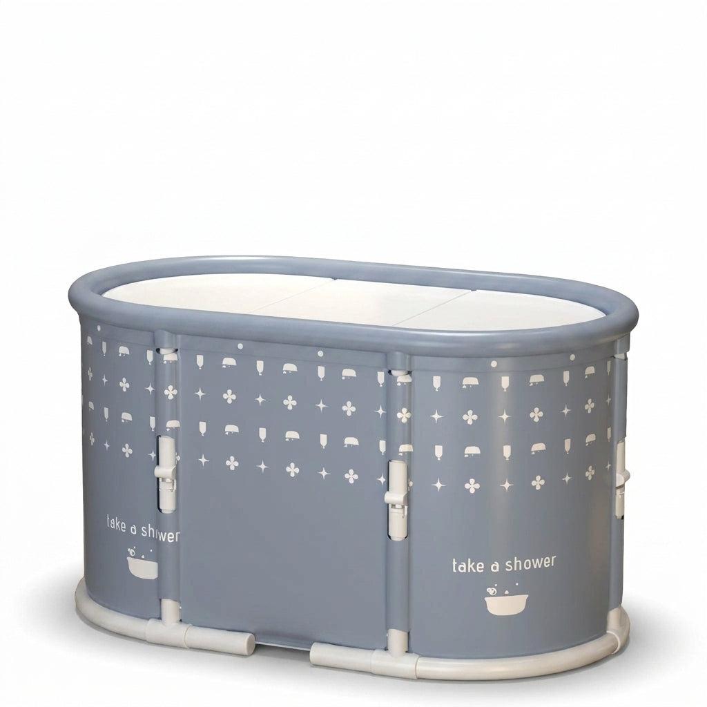 Portable Foldable Bath Tub for Adults No Installation Needed Large Separate Hot SPA Soaking Ice Bathtub Gray — Studio Shot