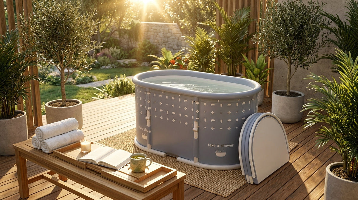 Portable Foldable Bath Tub for Adults No Installation Needed Large Separate Hot SPA Soaking Ice Bathtub Gray — Lifestyle